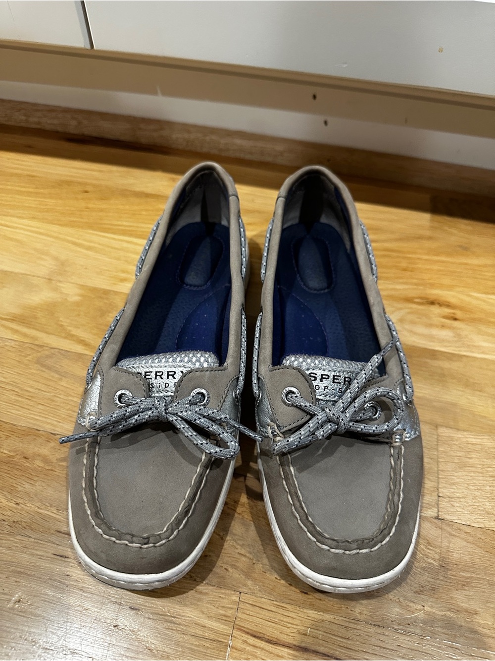Sperry Women's Gray Slip-On Moccasins with Nautical Laces